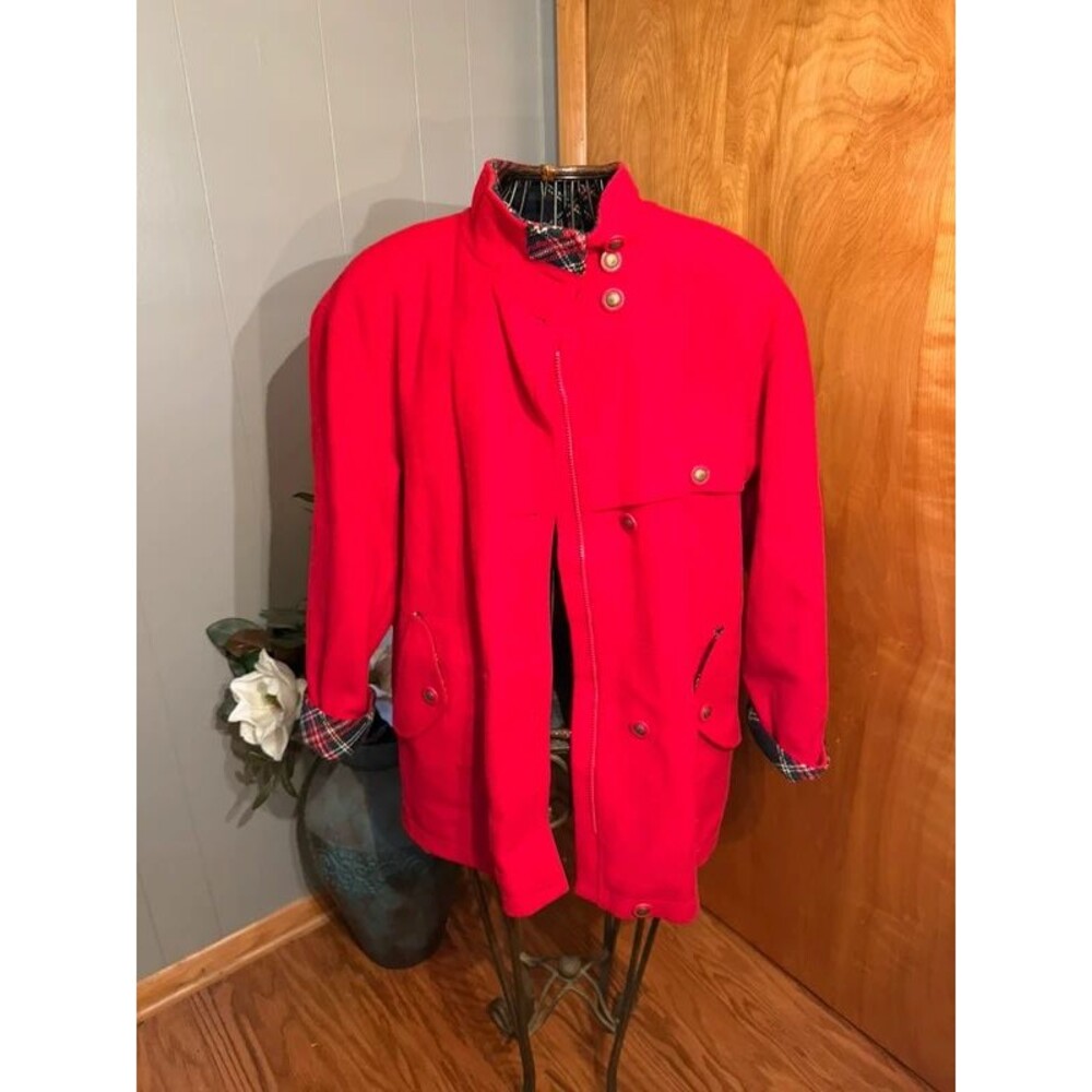 Vintage Mackintosh of New England Red Wool Blend Coat – Made in USA - Size Large